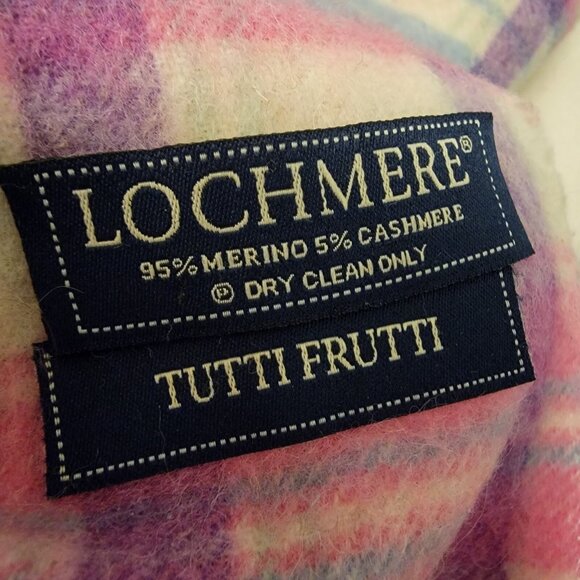 Lochmere Merino Wool & Cashmere Blend Scarf Colorful Plaid Tutti Frutti - Picture 2 of 3